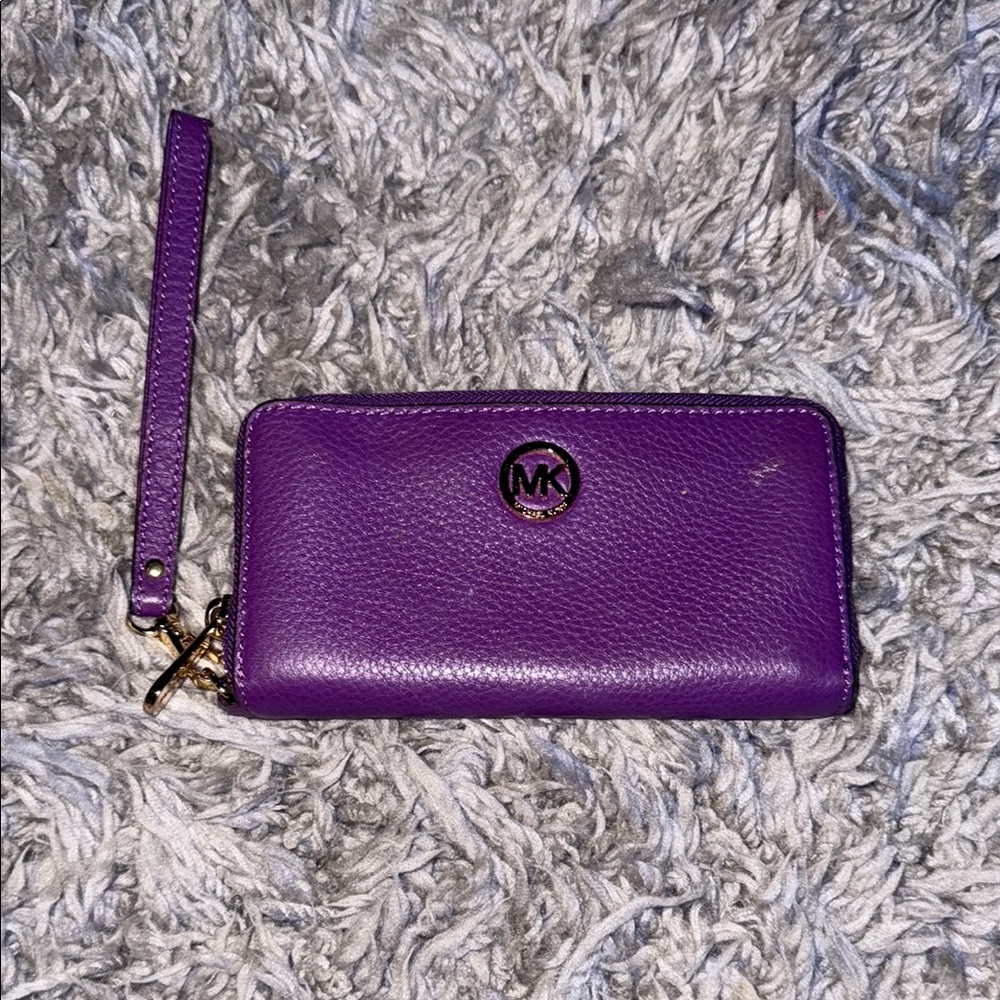 Michael Kors Purple Pebbled Leather Clutch